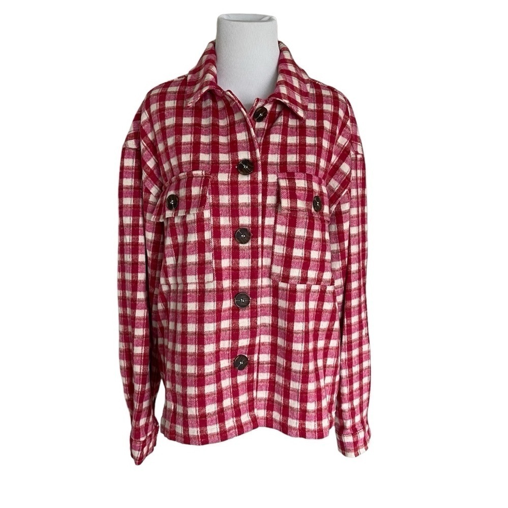 JODIFL Boutique Pink/Red/White Plaid Shacket
